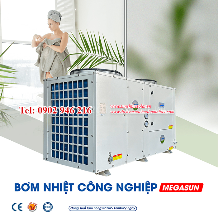 Hệ nước nóng trung tâm bơm nhiệt heat pump Megasun MGS-15HP-5000L được sản xuất và thiết kế theo công nghệ của Mỹ, đạt tiêu chuẩn xuất khẩu vào thị trường Châu Âu